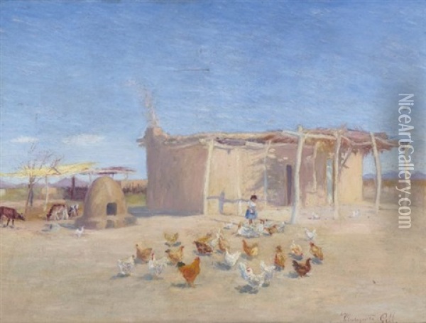 Pueblo Oil Painting - Mariquita Gill