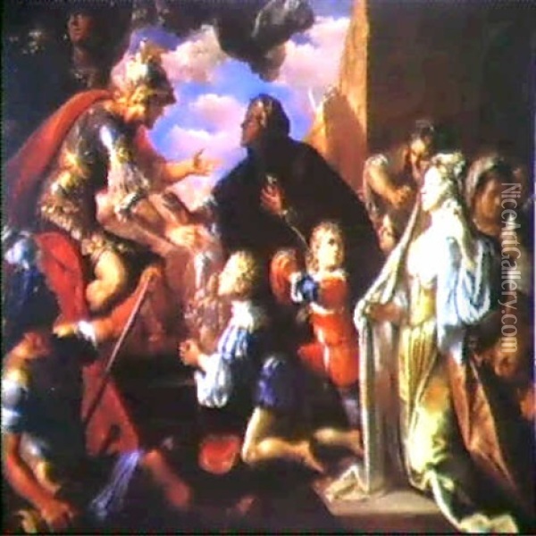 La Famiglia Di Dario Davanti Ad Alessandro Oil Painting - Antonio Bellucci