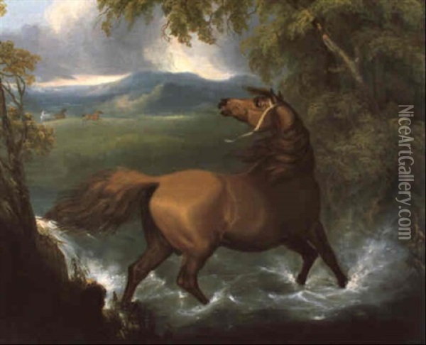 Ein Brauner Beim Sberqueren Eines Flusses Oil Painting - Sawrey Gilpin