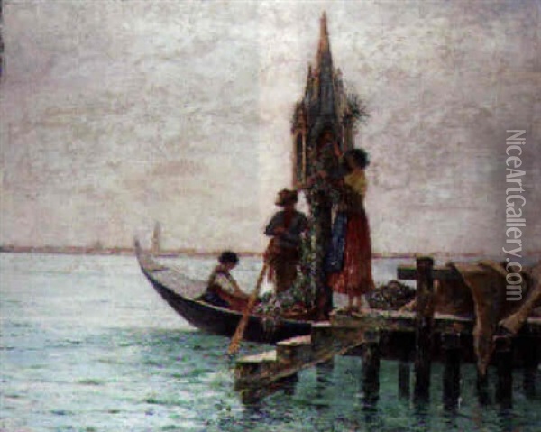 On The Laguna Oil Painting - Julius Bodenstein