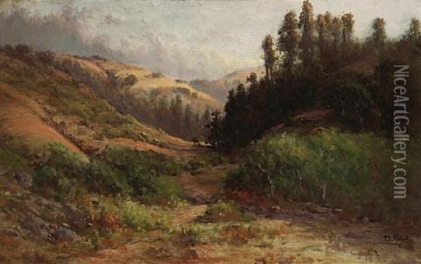 Rolling Hills (marin?) Oil Painting - Thomas Henry Rabjohn