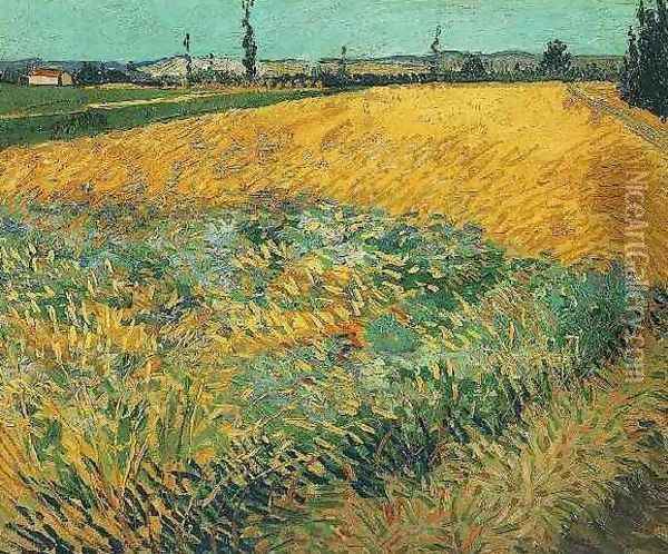 Wheat Field With The Alpilles Foothills In The Background Oil Painting - Vincent Van Gogh