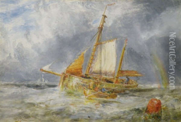 A Fishing Boat A Sea Oil Painting - William Joseph J. C. Bond