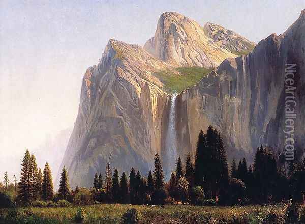 Bridal Veil Falls, Yosemite Oil Painting - Gilbert Davis Munger