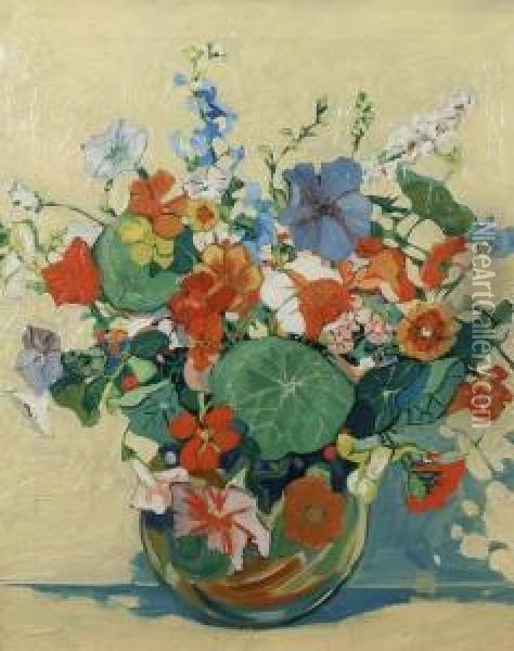 Vase With Spring Flowers Oil Painting - Margaret Jordan Patterson