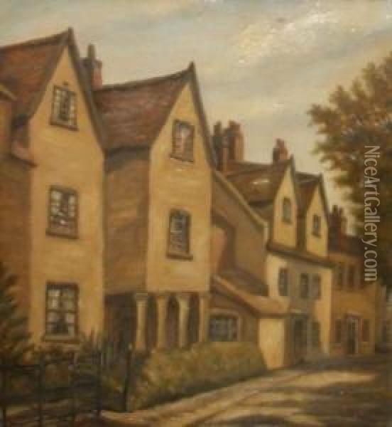 Houses In The Close Oil Painting - William E. Plumstead