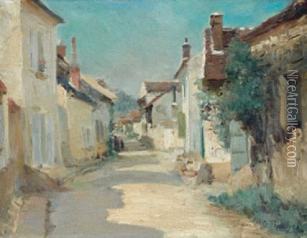 Rue De Village Ensoleillee Oil Painting - Gabriel Edouard Thurner