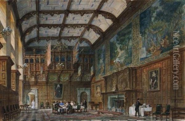 The Great Hall Oil Painting - Henry William Brewer