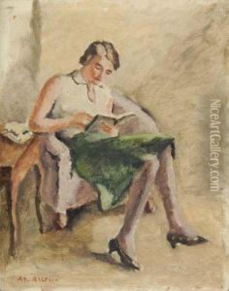 Jeune Femme Au Livre Oil Painting - Maurice Asselin