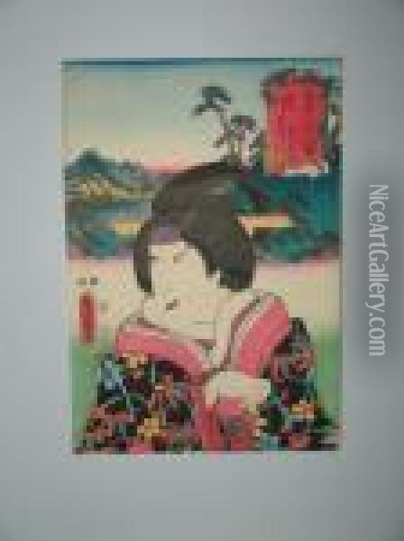 Une Jeune Femme En Buste Oil Painting - Kunisada