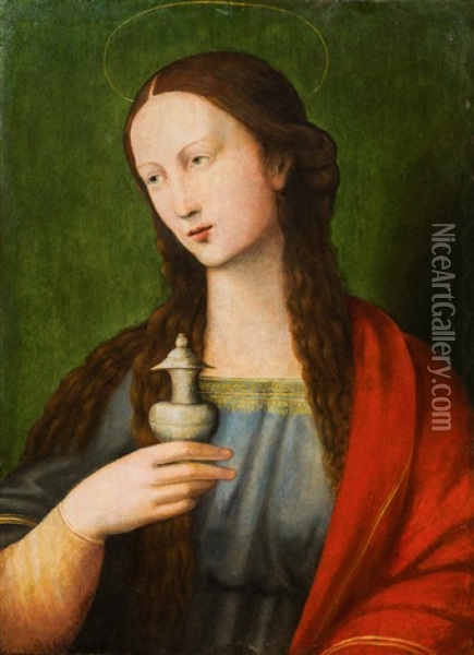 Saint Mary Magdalene Holding An Ointment Vessel Oil Painting - Pietro Perugino