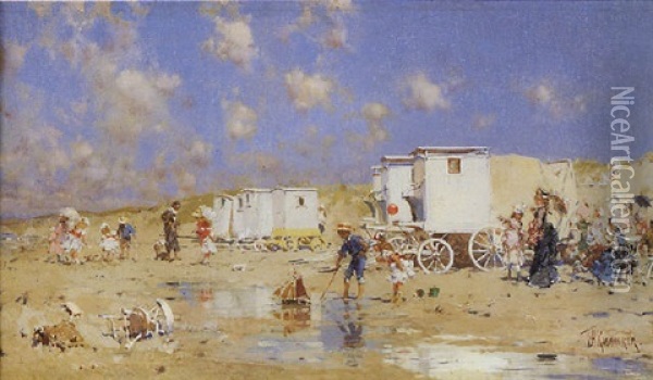 Beach At Scheveningen, Holland Oil Painting - Frederik Hendrik Kaemmerer
