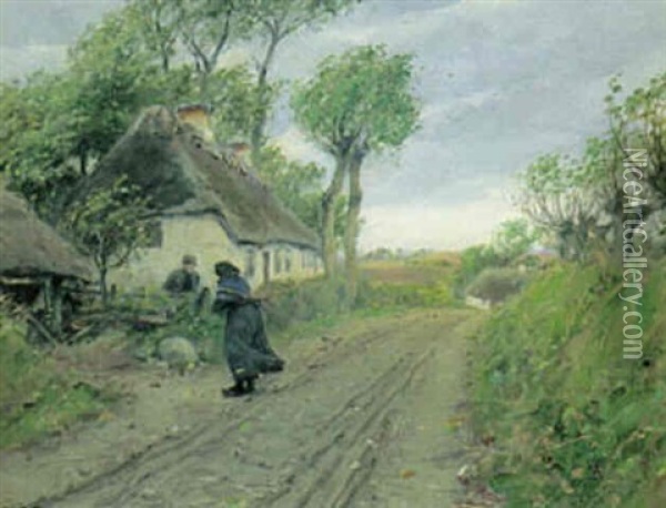 Nabosnak Pa Landevejen Oil Painting - Hans Andersen Brendekilde