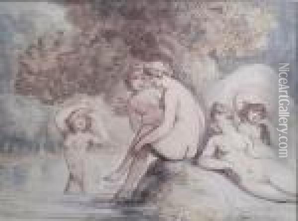 The Bathers Oil Painting - Thomas Rowlandson