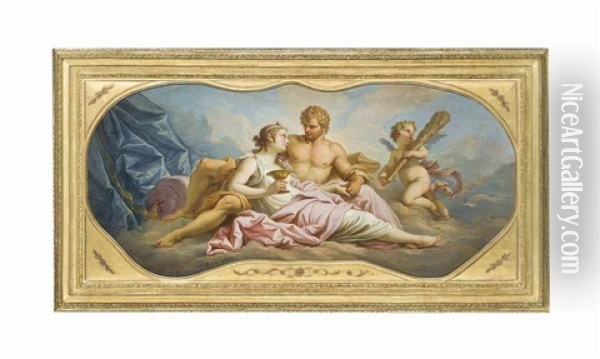 Hercule Et Omphale Oil Painting - Jean (le Romain) Dumont