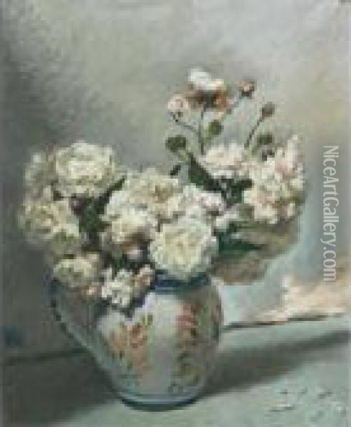 White Roses Oil Painting - Bonny Rupert