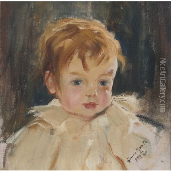 Portrait Of A Little Boy Oil Painting - Laura Adeline Muntz