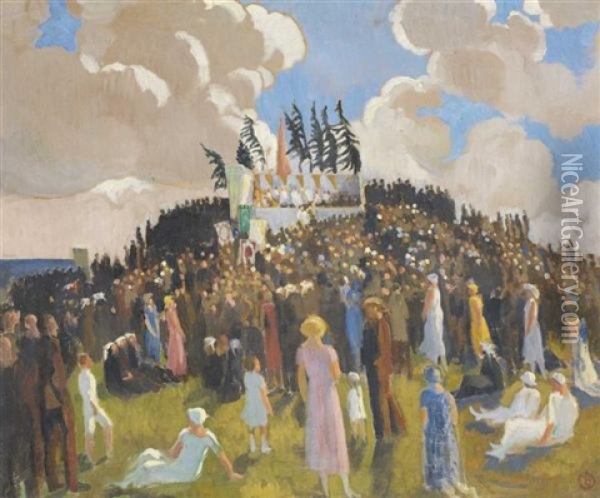 Messe En Plein Air A La Charte Oil Painting - Maurice Denis