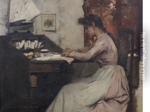 The Letter Oil Painting - Albert Chevallier Tayler