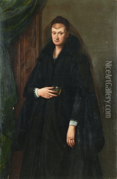 Kvinna I Ankedok Oil Painting - Alessandro di Cristofano Allori