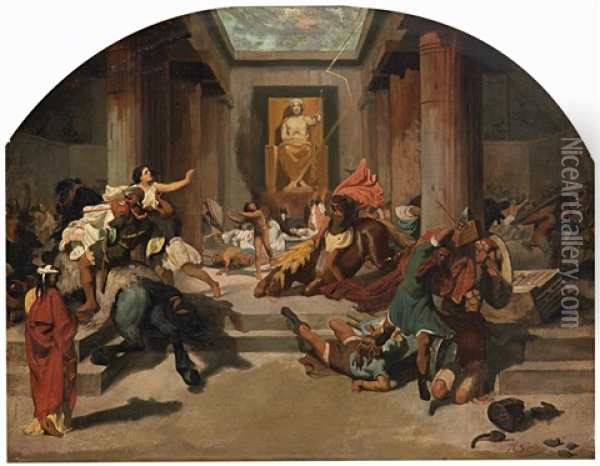 Die Franzosen Sturmen Den Tempel Des Zeus Oil Painting - Jean-Leon Gerome