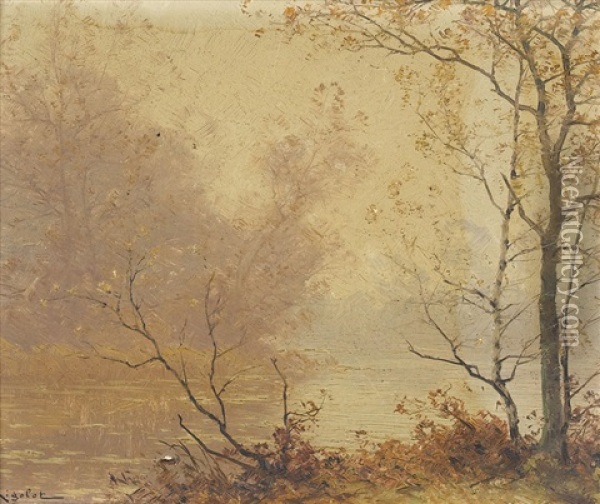 Herbstliche Flussuferpartie Oil Painting - Albert Gabriel Rigolot