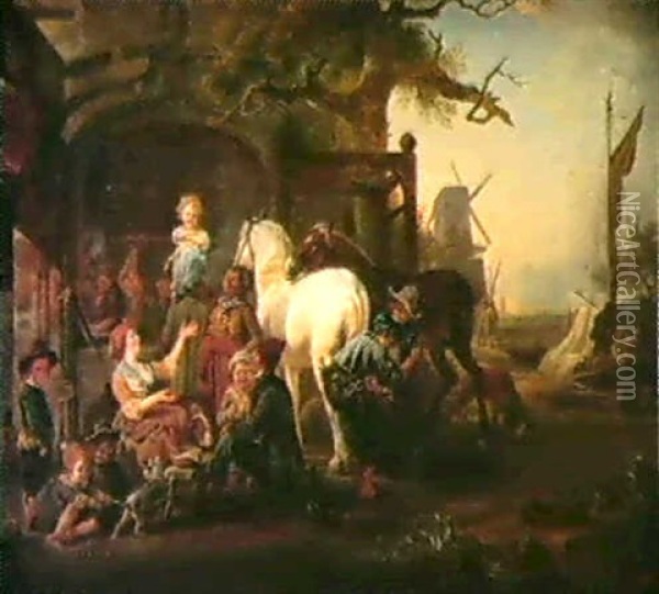 La Famille Du Marechal-ferrant Oil Painting - Jean-Louis Demarne