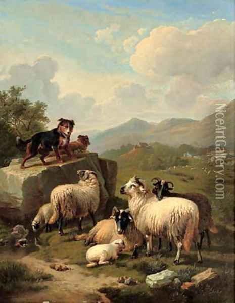 Guarding the flock Oil Painting - Eugene Verboeckhoven