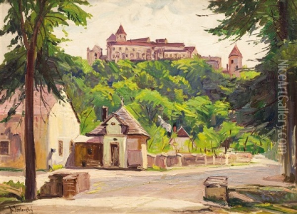 Hrad Pernstejn Oil Painting - Josef Stolovsky