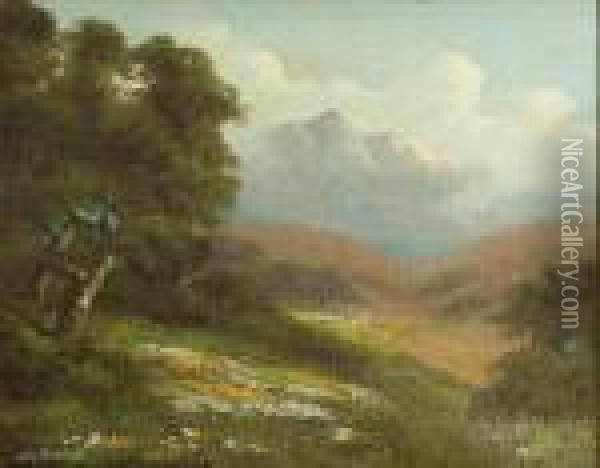 A View Of Mt. Tamalpais Oil Painting - Richard Detreville