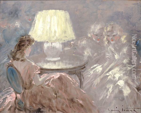 Sous La Lampe Oil Painting - Louis Icart