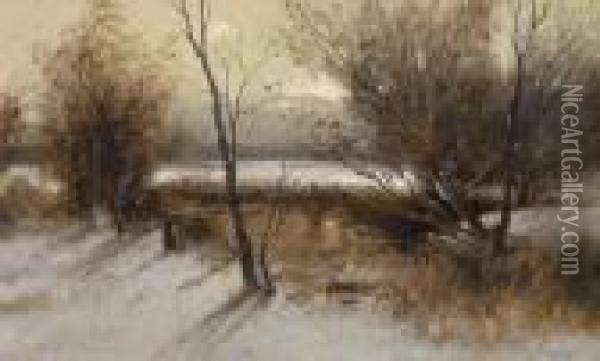 Winter Evening Near Sarajevo Oil Painting - Adolf Kaufmann