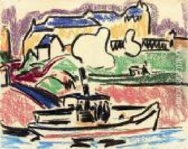 Flussdampfer Oil Painting - Ernst Ludwig Kirchner