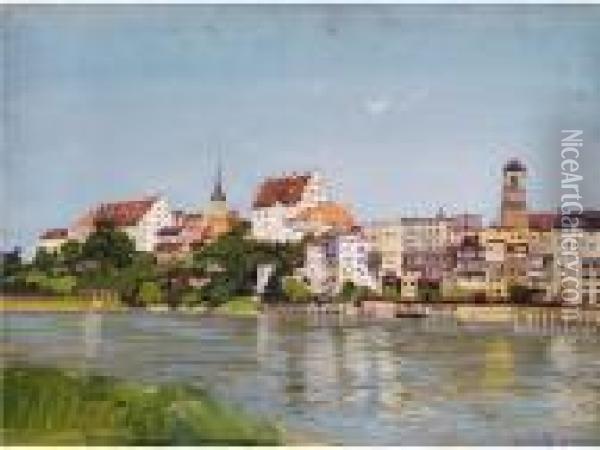 Ansicht Von Wasserburg Am Inn Oil Painting - Willy Moralt