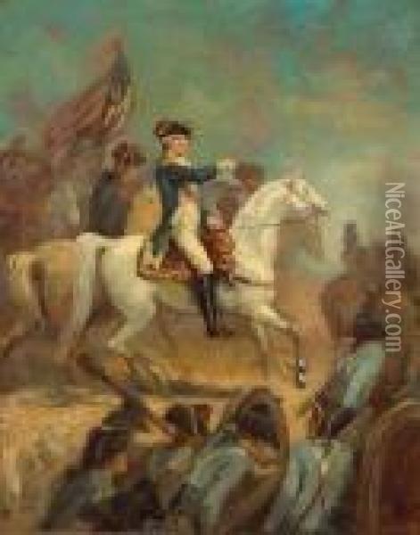 Portrait Of George Washington On Horseback Oil Painting - John Trumbull