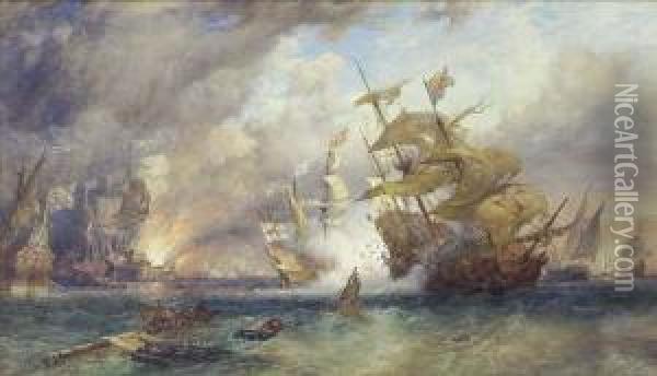 The Decisive Battle Oil Painting - Sir Oswald Walter Brierly