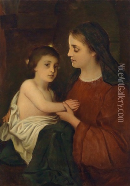 Madonna Mit Kind Oil Painting - Gabriel von Max
