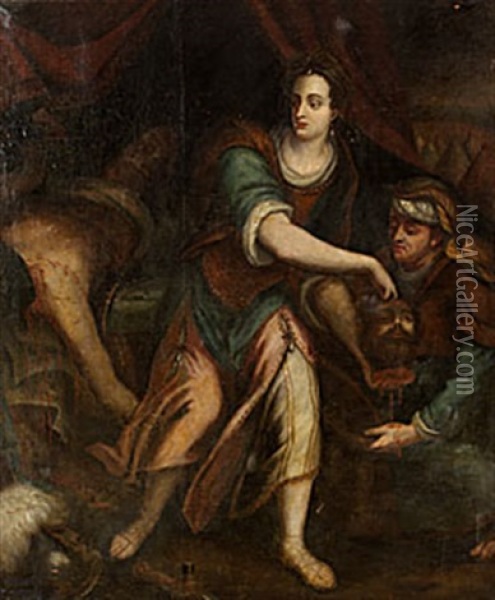 Judit Med Holofernes Huvud Oil Painting - Pieter Fransz Isaacsz