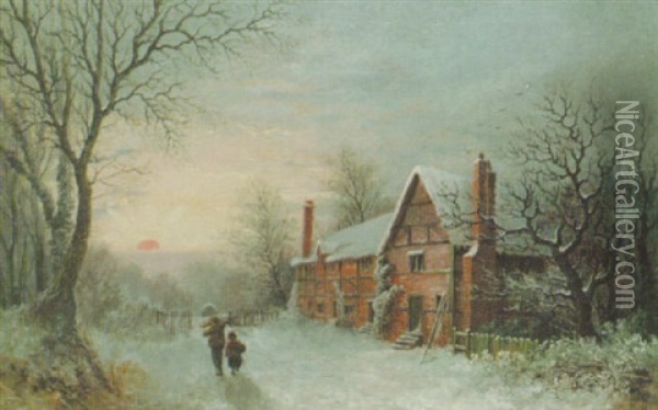 A Winter Morning Near Stratford On Avon Oil Painting - Walter Reeves