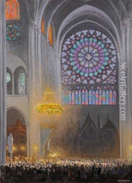 Ceremonie, Notre Dame De Paris Oil Painting - Jules Flandrin