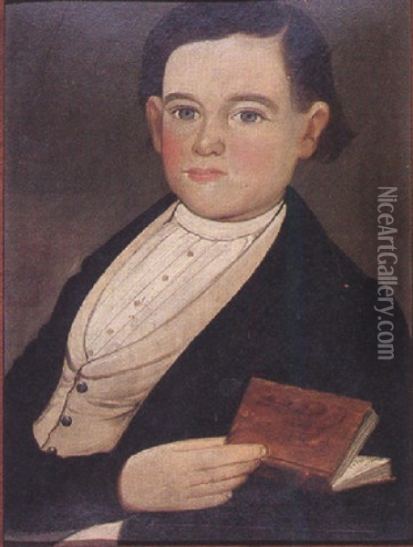 Portrait Of A Blue-eyed, Rosy-cheeked Young Man Oil Painting - William Matthew Prior