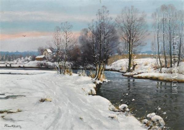 Snow Landscape Oil Painting - Hans Klatt