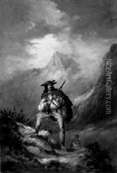 Jager Im Hochgebirge Oil Painting - Joseph Wolfram