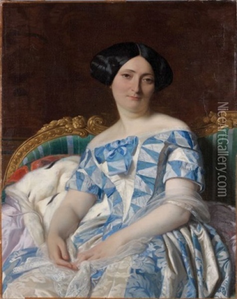 Portrait D'elegante Dans Un Sofa Oil Painting - Alexandre Cabanel