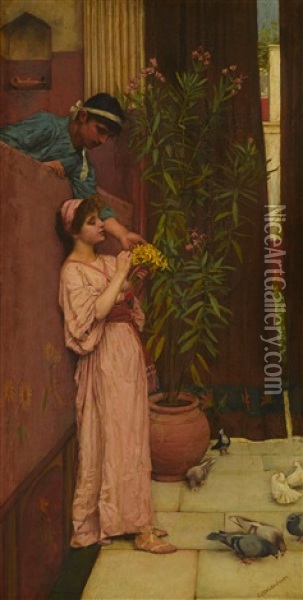 The Courtship (sweet Offerings) Oil Painting - John William Waterhouse