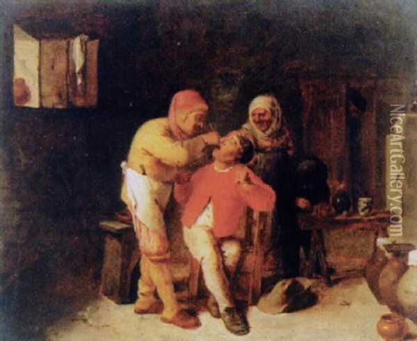 Beim Quacksalber Oil Painting - Adriaen Brouwer