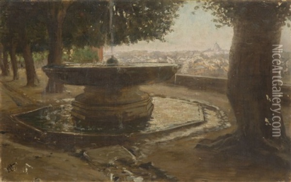 View Of Rome From The Pincian Hill Oil Painting - Felix Possart