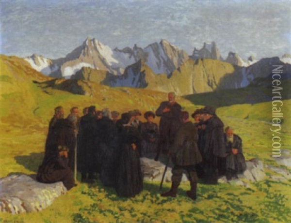 Hirtenpredigt Oil Painting - Erich Erler-Samedan