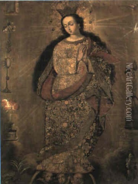 La Virgen Mara Oil Painting - Diego Quispe Tito