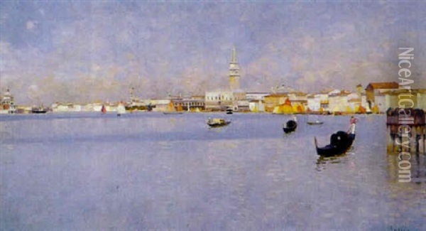 Prospekt Von Venedig Oil Painting - Robert Vallin